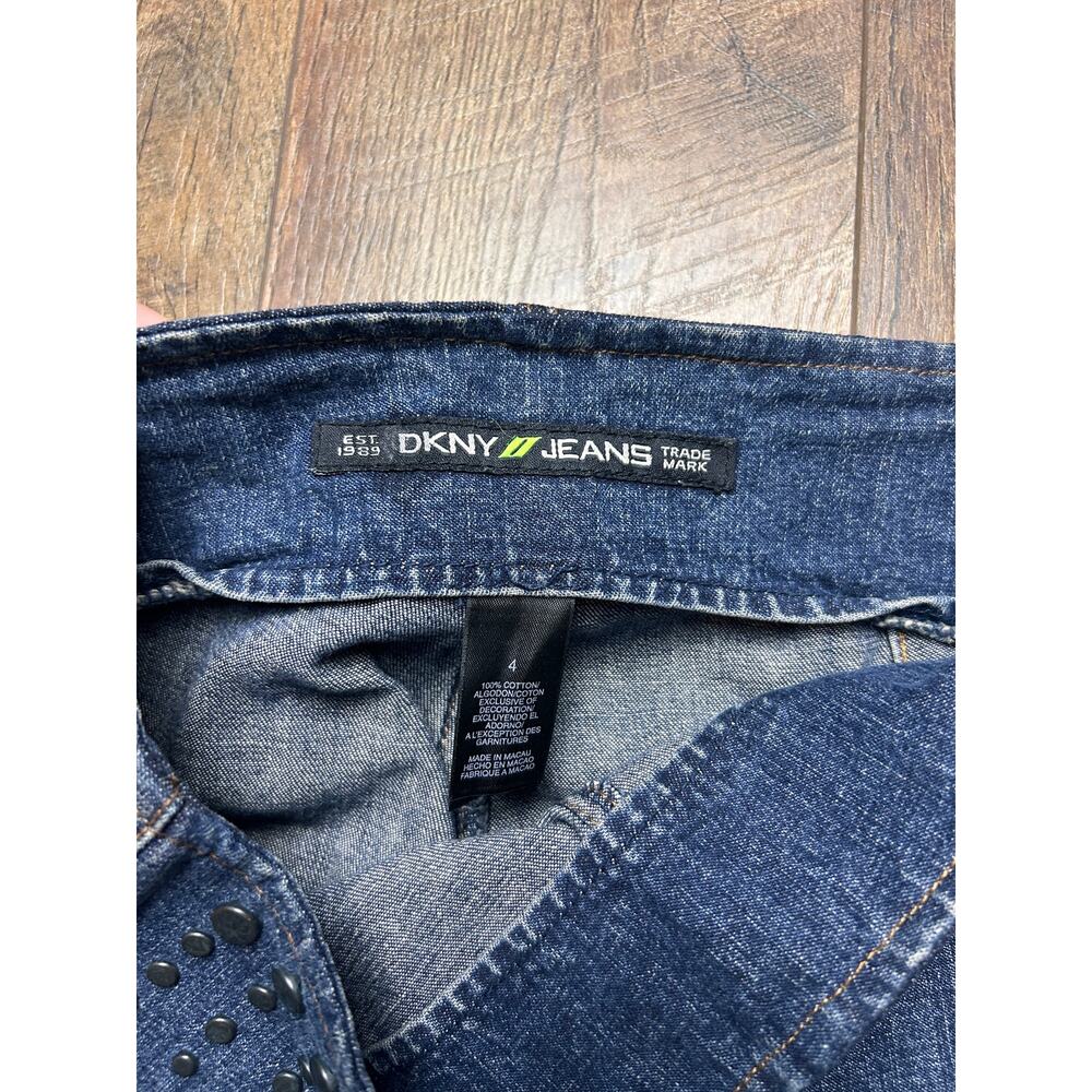 Vintage DKNY Bareback Brazilian Jeans Size 4 Studded Mid Rise 32x31 Y2K Denim - Picture 2 of 7